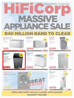 HiFi Corp : Massive Appliance Sale (22 March - 05 April 2020), page 1