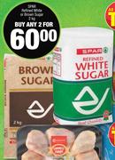 Spar Refined White Or  Brown Sugar-2x2kg