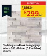 Cladding Wood Look Tanaga Grey Artens 380 x 120mm (0.91 Sqm/Box) 81452413-Per Sqm