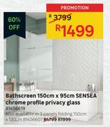 Sensea Bathscreen 3 Panels Folding 81456607-150cm x 120cm
