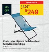 Chair Relax Biganos Foldable Steel Textylen Miami Blue 81457335