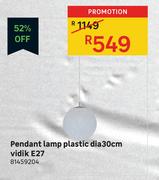 Vidik E27 Pendant Lamp Plastic Dia 30cm 81459204