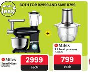 Milex Stand Mixer 458309 & 7Ltr Milex Food Proceser 435676-Both