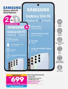 2 x Samsung Galaxy S24 FE Smartphone-On 1.4GB Red Core + Promo 1GB Data
