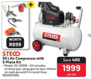 Steco 50Ltr Air Compressor With 5-Piece Kit SC-2055K