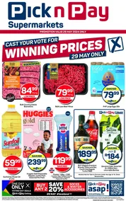 Pick n Pay Gauteng, Free State, North West, Mpumalanga, Limpopo & Northern Cape : Winning Prices (29 May 2024 Only)