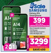 2 x Samsung Galaxy A14 Smartphone-On 1.2GB Red Top Up Core More Data