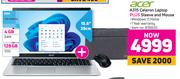 Acer A315 Celeron Laptop Plus Sleeve & Mouse