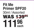 Maybelline Fit Me Primer SPF20 Assorted-30ml Each