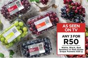 White, Black, Red Seedless Or Red Globe Grape Punnets-For Any 3 x 500g