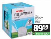Spar Long Life Milk Full Cream, Fat Free Or Low Fat-6 x 1L