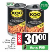 Koo Baked Beans In Tomato Sauce-For 2 x 400g
