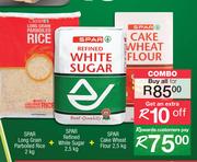 Spar Long Grain Parboiled Rice 2Kg+Spar Refined White Sugar 2.5Kg+Spar CakeWheat Flour 2.5kg-For All