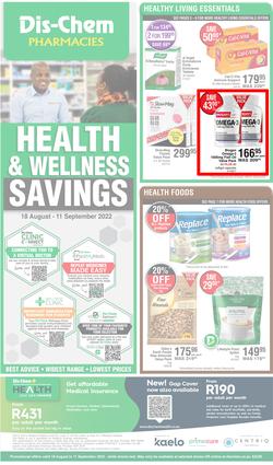 Dis-Chem : Health & Wellness Savings (18 August - 11 September 2022), page 1