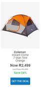 Coleman Instant Dome 7 man Tent(Orange)