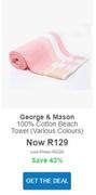 George & Mason 100% Cotton Beach Towel
