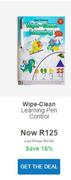 Wipe-Clean Learning Pen Control