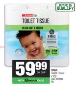 Spar Toilet Tissue 2 Ply 350 Sheets-9s Per Pack