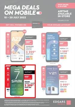 Edgars Cellular : Mega Deals On Mobile (15 July - 20 July 2022), page 1