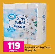 Great Value 2 Ply Toilet Tissue-18s Per Pack