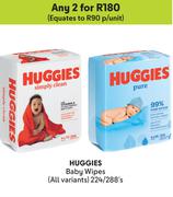 Huggies Baby Wipes (All Variants)-For Any 2 x 224/288's Pack