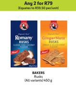 Bakers Rusks (All Variants)-For Any 2 x 450g