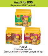 Maggi 2-Minute Noodles (Beef, Chicken Or Durban Curry)-For Any 3 x 5 x 68g