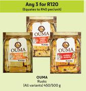 Ouma Rusks (All Variants)-For Any 3 x 450/500g