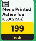 Men's Printed Active Tee-Each