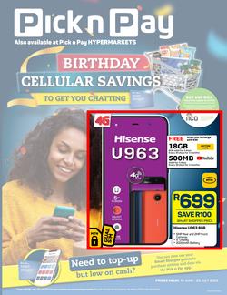 Pick n Pay Cellular : Birthday Cellular Savings (19 June - 23 July 2023), page 1