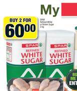 Spar Refined White Or Brown Sugar-2 x 2Kg