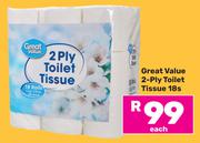 Great Value 2-Ply Toilet Tissue-18's Pack