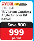 Ryobi 18V Li-Ion Cordless Angle Grinder Kit XG-115K-Per Kit