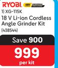 Ryobi XG-115K 18V Li-Ion Cordless Angle Grinder Kit-Per Kit