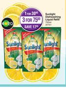 Sunlight Dishwashing Liquid Refill-For 3 x 750ml