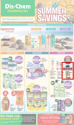 Dis-Chem : Summer Savings (19 October - 12 November 2023), page 1
