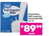 Great Value UHT Long Life Full Cream Milk-6 x 1L