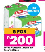 Econo Disposable Diapers Assorted Sizes-For 5 x 20s