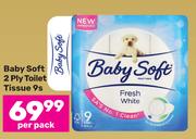 Baby Soft 2 Ply Toilet Tissue-9s Per Pack