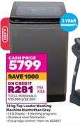 Defy 14Kg Top Loader Washing Machine Manhattan Grey