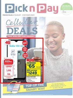 Pick n Pay : Cellular Deals (21 August - 08 October 2023), page 1