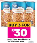 Great Value Baked Beans In Tomato Sauce-For 3 x 410g