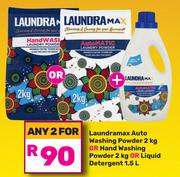 Laundramax Auto Washing Powder 2Kg Or Hand Washing Powder 2Kg Or Liquid Detergent 1.5L-For 2