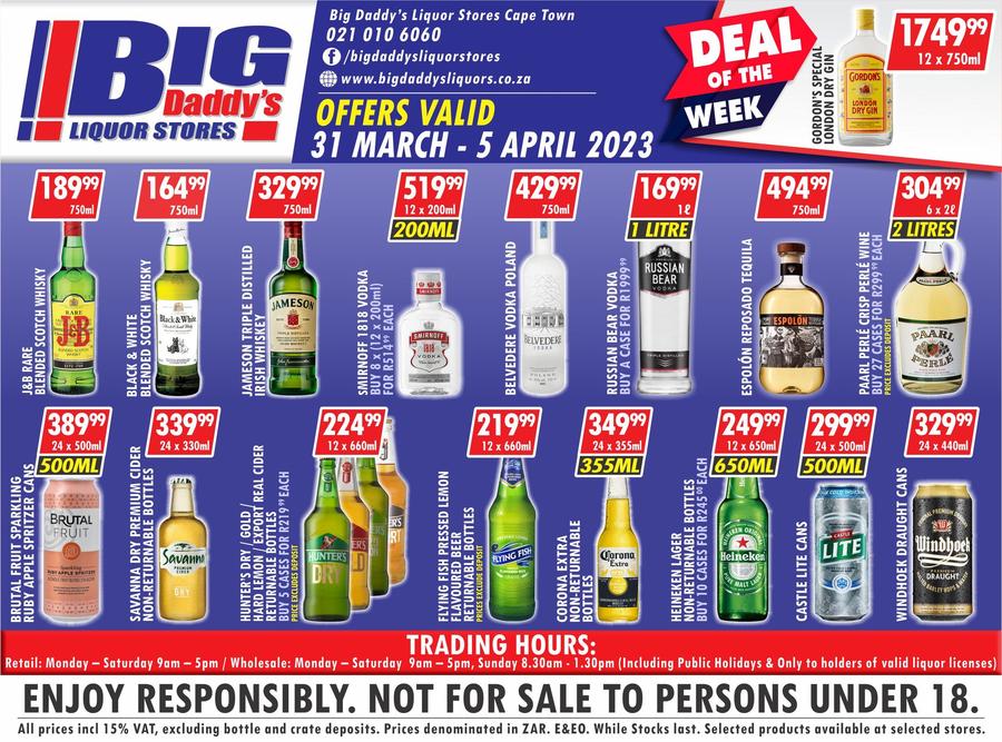 Big Daddy Liquor Stores Deal Of The Week (31 March 05 April 2023