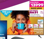 Samsung 190cm (75") Crystal CU7000 UHD 4K TV