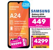 Samsung Galaxy A24 Smartphone-On 1.2GB Red Top Up Core More Data