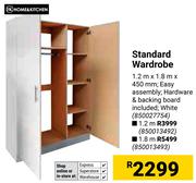 HK Standard Wardrobe 1.2m x 1.8m x 450mm 850027754