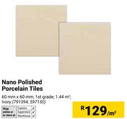 Nano Polished Porcelain Tiles 60mm x 60mm-Per Sqm