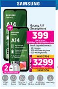 2 x Samsung Galaxy A14 Smartphone-On 1.2GB Red Top Up Core More Data
