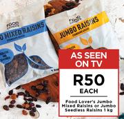 Food Lovers Jumbo Mixed Raisins Or Jumbo Seedless Raisins-1Kg Each